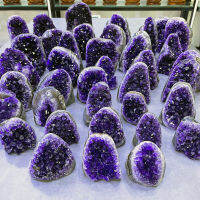 ธรรมชาติดิบ Amethyst Geode สีม่วงคริสตัลควอตซ์คลัสเตอร์ Dream Energy Healing Thunder Egg ขายส่งตกแต่งบ้าน-Soneye