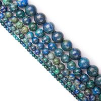 Natural Semi Precious Gem Round Chrysocolla Azurite Stone Strand Loose Gemstone Beads For DIY Jewelry Making 4 6 8 10 12mm 15