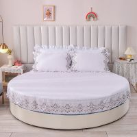 Cotton Round Bed Fitted Sheet Lace Round Bedspread Non-slip Mattress Cover Romantic Round Bed Sheet Pillowcase Custom size #sw