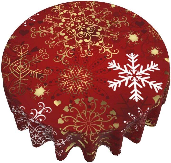 merry-christmas-round-tablecloth-60-inch-winter-gold-white-snowflake-decorative-round-table-cloth-with-dust-proof-wrinkle