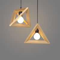 [COD] minimalist restaurant chandelier creative personality dining room bar bedroom study geometric wooden triangle lamps