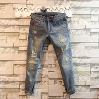 CODhuanglan212 sundipy Summer Cropped Jeans Ripped Pants Men Korean Version 9-Point Feet Slim-Fsundipy夏装九分牛仔裤破洞裤男韩版裤子9分裤小脚裤修身九分潮Sundipy musim panas 9-titik jeans lubang seluar versi lelaki Korea seluar 9-titik PANTS LEGGINGS slim fit 9-point fashion