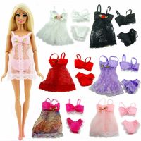 18 Pcs/Lot 6 Set Doll Pajamas Lace Lingerie Bra Underwear Night Dress Nightwear Bikini Clothes for Barbie Doll Accessories