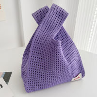 WomenS Knitted Bag Knitted Canvas Bag Leisure Handbag Student Leisure Handbag Hollow Knitted Handbag Knitted Handbag