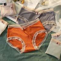 JKG Cotton Underwear Mid-high Panties Lace Briefs Candy Colors Women Lingerie Japanese Style