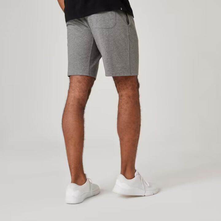 พร้อมส่ง-กางเกงขาสั้นสำหรับผู้ชายเพื่อกายบริหาร-mens-straight-leg-cotton-fitness-shorts-essentials-with-pocket