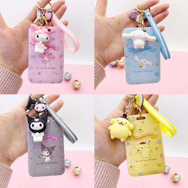 kawaii-sanrio-cinnamoroll-my-melody-anime-keychain-pendant-purin-dog-cat-cute-card-holder-plastic-lanyard-card-holders-for-girl