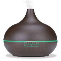 550ml Aromatherapy Essential Oil Diffuser with Remote Control Wood Grain Ultrasonic Air Humidifier Cool Mister 7 Color LED Light