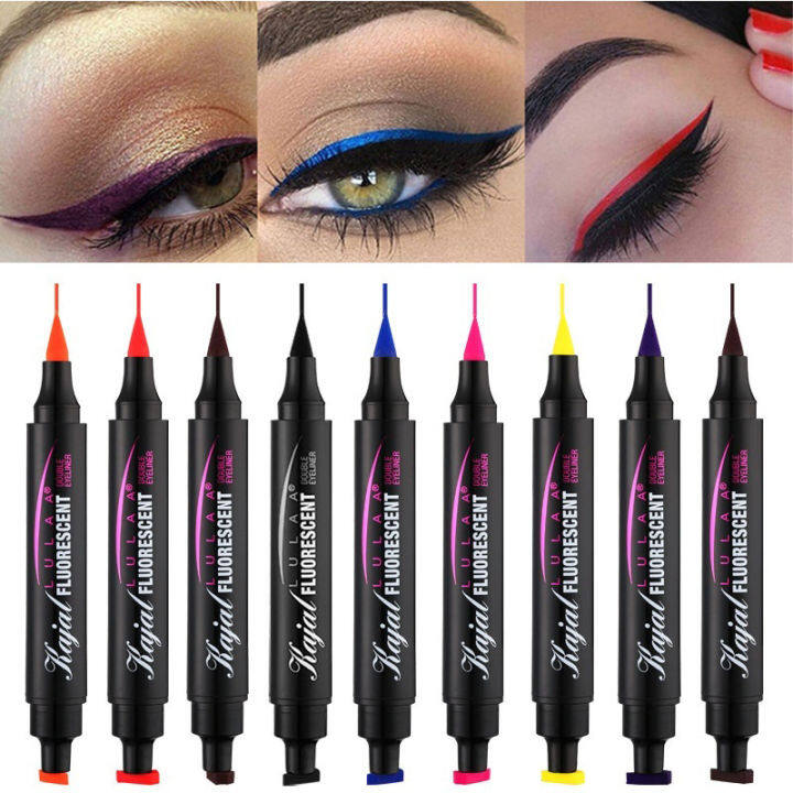 100 Original 1 Pcs Double Headed Seal Black Blue Eyeliner Triangle Seal Eyeliner 2 1 Lip Liner