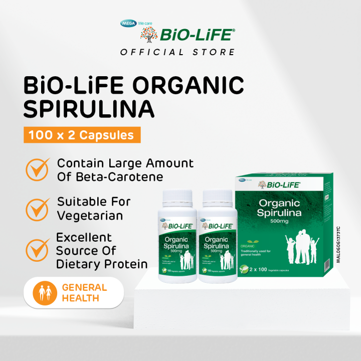 BiOLiFE ORGANIC SPIRULINA 100SX2 (Expiry Date Oct 2025) Lazada