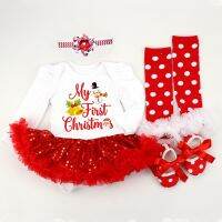 【cw】 BabyChristmasSet Fashion1st Chirtmas 39;s 4Pcs Kids BabiesClothingCuteGirl Outfit