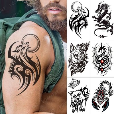 hot！【DT】✾■㍿  Temporary Sticker Scorpion Wolf Flash Tattoos Arm Maori Totem Fake Tatoo Men