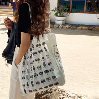 9581 New Large Capacity Canvas Shoulder Bag Personalized Ins Printed Bag Wholesale Supply Hong Kong Flavor Shopping Bag