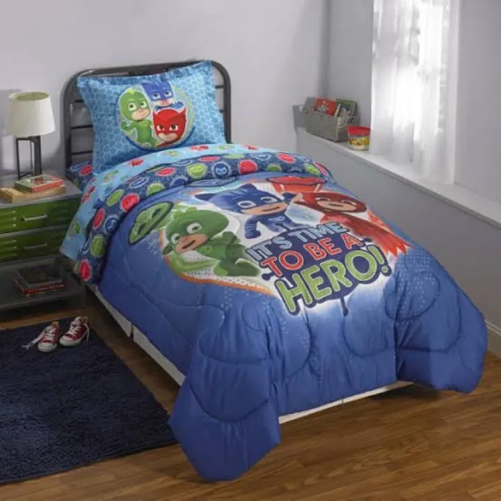 PJ Masks 'It's Hero Time' Kids Bedding Set - 5 Piece Full Size With Reversible Comforter & Sheets (Blue) - View #13