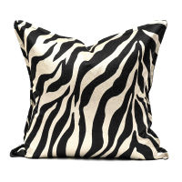 Luxury zebra pattern jacquard patchwork sofa decor cushion cover black brown embroidery PU pillow cover home ho pillowcase