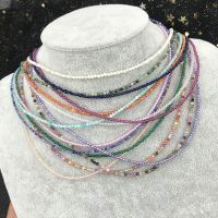 Super Shiny Crystal Necklaces Simple Small Beads Necklaces Facted Natural Stone Choker Clavicle Chain Women Jewelry Male gifts