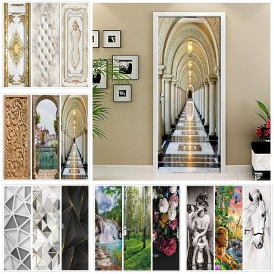 Corridor Modern Door Sticker PVC 3D DIY Self-Adhesive Abstract Fashion Wallpaper Living Room Art Poster Mural Stickers Home