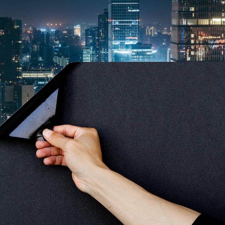 Static Cling Total Blackout Window Film 100 UV Blocking Darkening Black Opaque Privacy Tint