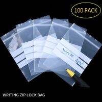 100pcs Writing Packaging Remember Note Pouches Plastic Zip Lock Jewelry Bag Write On Seal Self Resealable polythene