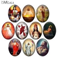 ﹊ Vintage Jesus Our Lady Oil Paintings 10pcs 13x18mm/18x25mm/30x40mm Oval photo glass cabochon demo flat back Making findings