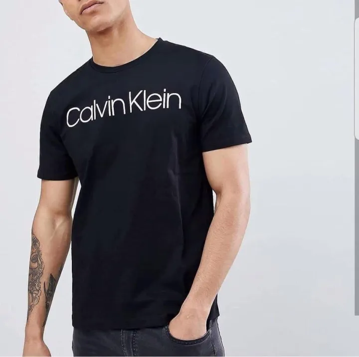 Calvin Klein Jeans Men Black White Striped Round Neck Pure Cotton T-shirt