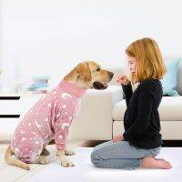 Dog Pajamas Medium Large Dog Bone Moon Design Thermal Romper Flannel Dog Pajamas Romper Overcoat Dog Clothing Pet Supplies