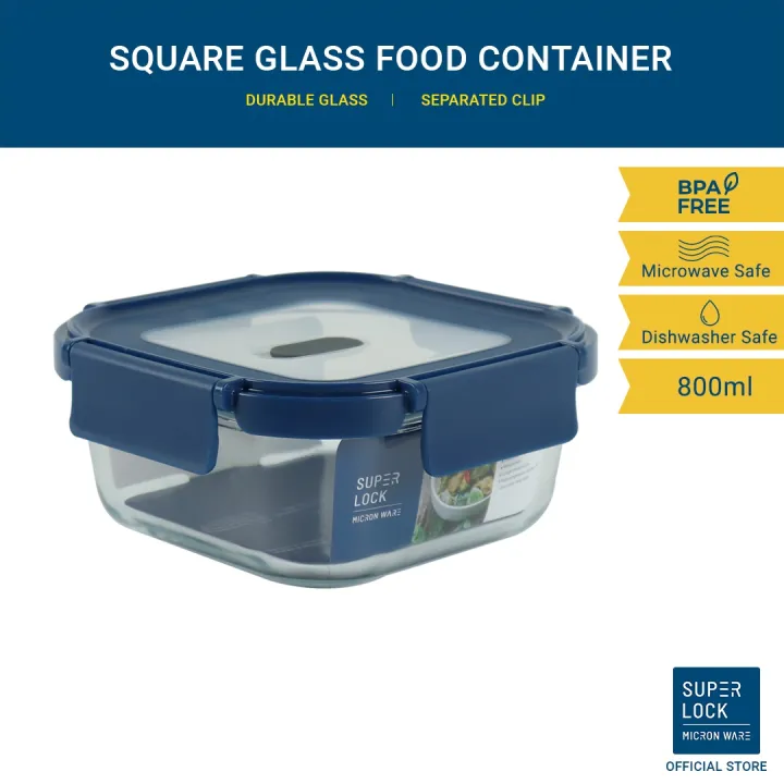 Superlock Airtight Borosilicate Glass Square Food Container with AirVent 800ml Lazada