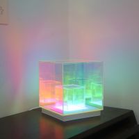 3D Cube Pyramid Diamond Night Light RGB Colorful Atmosphere Table Lamp USB Bedside Desktop Decorative Lamp for Bedroom Home Night Lights