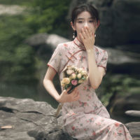 2021ใหม่จีน Qipao Cheongsam ฤดูร้อนสไตล์หนุ่มชุดที่ดีขึ้นสีชมพูทุกวันสาวอารมณ์ย้อนยุคใหม่ชุดราตรี