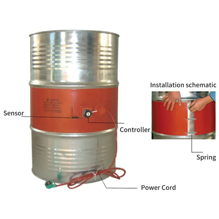 220V 20200L Silicone Band Drum Heater Blanket Oil Biodiesel Plastic