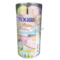 Tex 118 เท็กซ์ ปากกาเน้นข้อความ ไฮไลท์ สีพาสเทล ทรงเหลี่ยม ด้ามใหญ่ ชุด 6 สี Tex liter Pastel 118 ไฮไลท์สีพาสเทล ปากกาเน้นข้อความสีพาสเทล highlighter