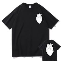 Qlf Only Family Pnl Tshirt Heart Printed T Shirts Men Oversized Casual Tee Short Sleeve Man Vintage Personality T-shirts XS-4XL-5XL-6XL