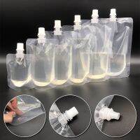 【CC】 10pcs 100-500ml Plastic Up Drink Transparent Nozzle Outdoor Camping Juice Storage