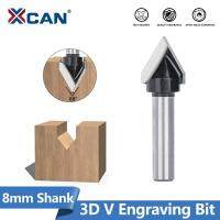 XCAN ดอกสว่าน3D V CNC End Mill ดอกสว่านก้าน8มม. เส้นผ่าศูนย์กลาง16มม. สำหรับงานไม้เครื่องตัดมิลลิ่ง60องศา