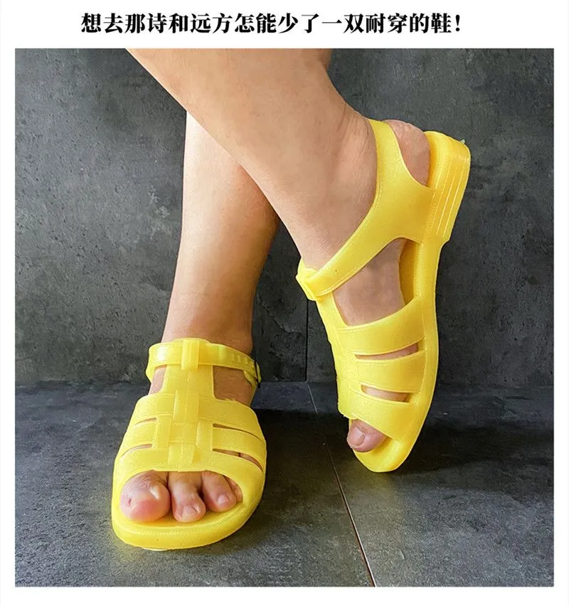 Yellow hot sale plastic sandals