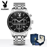 Playboy 8881-110 พร้อมส่ง นาฬิกาข้อมือควอตซ์แฟชั่น หน้าปัดโครโนกราฟ เรืองแสง กันน้ํา พร้อมกล่องของขวัญ อเนกประสงค์ สําหรับผู้ชาย