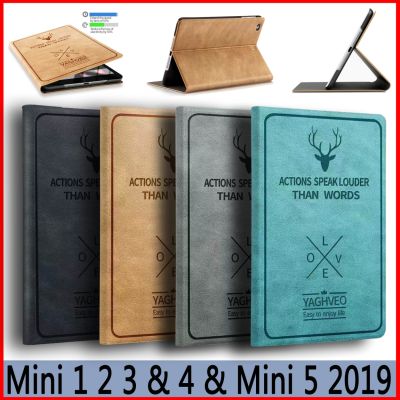 【cw】 Deer Retro Pattern Case For iPad mini 5 2019 Smart Sleep Wake Up Flip Cover case for ipad 1 2 3 4 Leather Stand shell ！