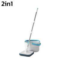 ไม้ม็อบถูพื้นแบบหมุนได้ แบบสี่เหลี่ยม ไม้ถูพื้นสเเตนเลส พร้อมถังปั่น Spin Mop 2in1 ถังน้ำพร้อมถังปั่น แถมฟรีผ้าม็อป1ชิ้น Genz