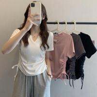 พร้อมส่ง ใหม่ เสื้อยืดแขนสั้น คอวี มีเชือกผูก สําหรับผู้หญิง JL-TX-241 2022 V728