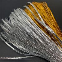 3/5/8/10mm 10yards Gold/Silver Polyester Ribbon For Bow Wedding Christmas Decoration DIY Gift Wrapping Gift Wrapping  Bags