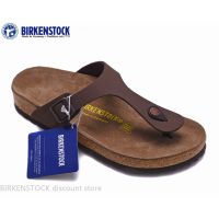 COD 【Original】Birkenstock Gizeh Mens/Womens Classic Cork Frosted Brown Slippers 34-46