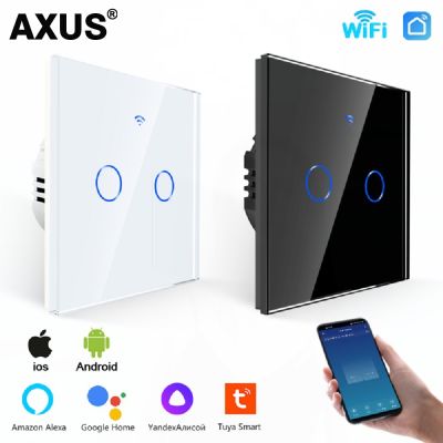 ❄☌ AXUS EU Smart Switches 1/2/3Gang Tuya Wifi Touch Light Switch Wall Sensor Switches Smart Life For Alexa Google Home 433RF Remote