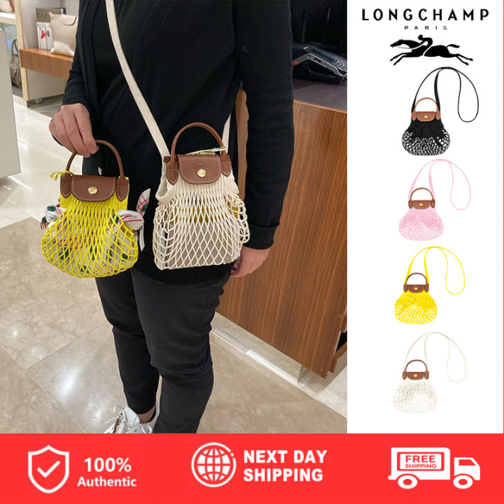 Longchamp, Bags, Longchamp Yellow Le Pliage Filet Crossbody Bag Xs