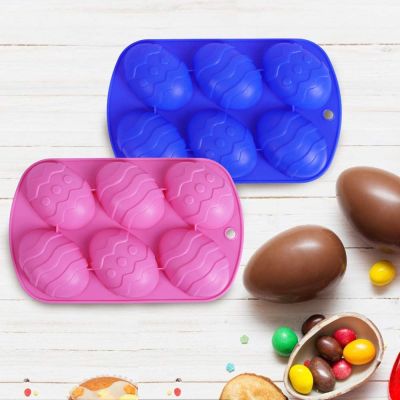 GL-แม่พิมพ์ ซิลิโคน รูปไข่อีสเตอร์ 6 ช่อง (คละสี) easter egg silicone mold