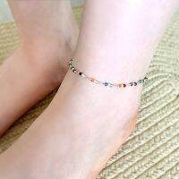 Summer Jewelry Natural Stone Agate 925 Sterling Silver Anklet Mixed Colors For Women