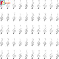 ZAN 100 Pcs โลหะสำหรับตกแต่ง จี้รูปโน้ตดนตรี สัญลักษณ์เพลง วินเทจ ลูกปัดเม็ดกลม สร้อยคอสำหรับผู้หญิง