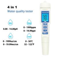 【Best-Selling】 Discount_Bazar 4 In 1 TDS PH Meter PH TDS EC Temperature Meter Digital Water Quality Tester สำหรับสระว่ายน้ำน้ำดื่ม Aquariums