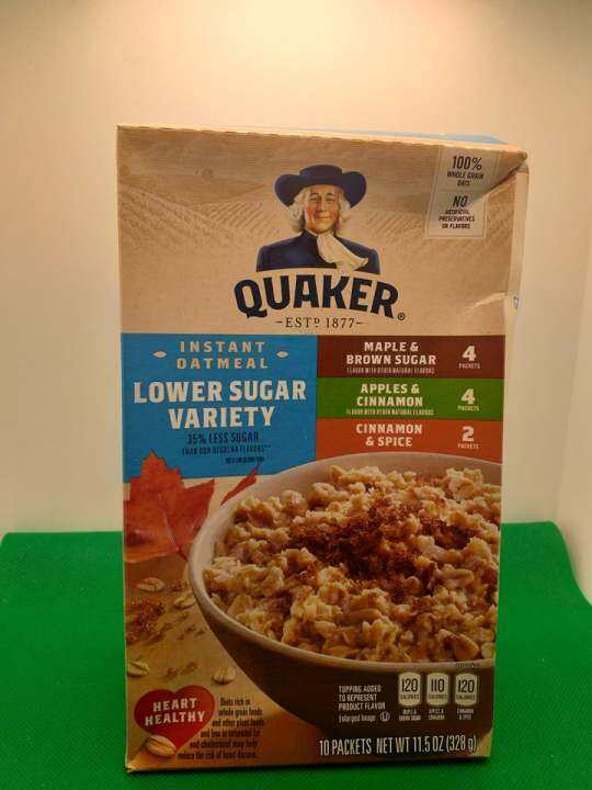 Quaker instant oatmeal Lower sugar variety 35%less sugar 10 packets ...