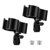 2 Pcs Adjustable Microphone Holder Clamp Microphone Clip with 5/8 Inch Male to 3/8 Inch Screw Adapter