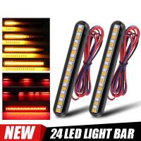 24LED Motorcycle Turn Signal Mini LED Light Strip Flowing Water License Plate Light Rear ke Stop Lamp Tail Indicator 12V